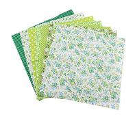 TOPINCN 7 Unids 50 * 50 Cm Telas De Algodón Diy Puntos Florales Cuadrados Precortados Quarter Bundle Patchwork Textiles Para El Hogar Para Coser (Verde)