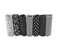 TOPINCN 7 Unids 50 * 50 Cm Telas De Algodón Diy Puntos Florales Cuadrados Precortados Quarter Bundle Patchwork Textiles Para El Hogar Para Coser (Negro)