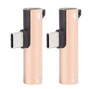 TOPINCN Adaptador de Cable de Tipo C a 3,5 Mm, Paquete de 2 para Nubio Z17, LeEco Le Pro 3, Color Plateado (Gold)