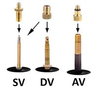 TOPINCN Adaptador de Válvula de Bicicleta Durable Portátil Fácil Instalación para Bicicletas Inflables Globo Adecuado para Válvulas DV SV AV 15 Piezas Cobre Negro y Dorado