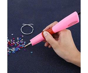 TOPINCN Aplicador De Strass Hotfix 1 Pieza 7 Puntas Rhotfix Calor Rápido Aplicador Varita Pistola Baqueta Decoración Herramientas DIY Reparación Brillantes 110-240 V (Pink)