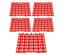 TOPINCN Bandeja de Plástico para Huevos de 5 Uds, Soporte para Cajas de Huevos de 30 Celdas, Planos con Diseño Apilable Resistente para Almacenamiento, Transporte, Suministros Agrícolas (rojo)