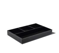 TOPINCN Bandeja de Valet de 4 Compartimentos, Caja Organizadora de Cuero Sintético, Caja de Almacenamiento Superior de Cuero Sintético, Organizador de Dormitorio, Accesorios Cosméticos (Negro)
