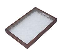 TOPINCN Bandeja para Servir de Madera de Nogal con Fondo de Vidrio Vintage y Asas Laterales para Uso en Casa, Hotel, Restaurante, 9,5x7 Pulgadas