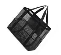 TOPINCN Bolsa de Playa de Malla, Bolsa de Natación Familiar Grande para Piscina con Bolsillo con Cremallera, para Juguetes, Artículos Esenciales para Vacaciones, Toallas de Playa, (Black)