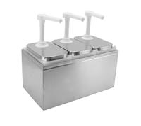 TOPINCN Bomba Dispensadora de Salsa de Acero Inoxidable de Calidad Alimentaria, Tarro Extraíble, Bien Construido, para Salsa de Tomate, Mostaza y Miel, (Bomba triple de 2L)