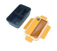 TOPINCN Box a Prueba de Fugas, Contenedor de Alimentos con Divisores, Apto para Microondas para Ensaladas, Frutas, Sándwiches, Oficina para Estudiantes (azul amarillo)