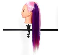 TOPINCN Cabeza de Maniquí de Práctica de Entrenamiento de Peluquería Colori de 26 Pulgadas, Fibra Suave y Sedosa, Adecua para Estudiantes de Cosmetología, 6 Colores (No. 1 rosa + multicolor)