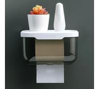 TOPINCN Caja de Pañuelos Transparente Montada en la Pared Diseño Impermeable y Simple para Almacenamiento de Inodoros 8,66 X 5,12 X 5,12 Pulgadas (Black)