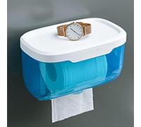 TOPINCN Caja de Pañuelos Transparente Montada en la Pared Diseño Impermeable y Simple para Almacenamiento de Inodoros 8,66 X 5,12 X 5,12 Pulgadas (Blue)