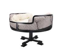TOPINCN Cama de Escritorio para Gatos de Acero Inoxidable, Cama Circular para Gatos con Tapete de Tela a Prueba de Humedad para Perros Pequeños y en Todas Las Estaciones