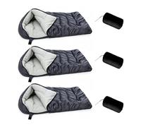 TOPINCN Cama Plegable para Acampar para Perros, Cama para Perros Plegable, 3 Piezas, Saco de Dormir para Mascotas de Felpa Gruesa y Cálida, para Cachorros de Viaje para Senderismo (Grey)