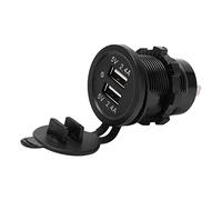TOPINCN Cargador de Coche USB Dual Modificado 2.4A Apariencia Impermeable para Aplicaciones Automotrices y Marinas Negro Mate