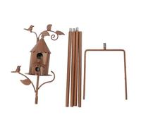 TOPINCN Casa para Pájaros de Metal de 19 Cm de Altura, Exquisita y única Casa para Pájaros Decorativa de Metal con Estaca, Estaca para Casas de para Decoración de Jardín Al Aire