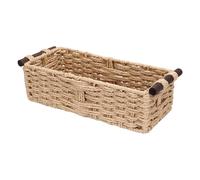 TOPINCN Cesta de Cuerda de Papel Tejida Hecha a Mano, Contenedor de Almacenamiento, Tapa del Tanque del Inodoro con Asas de Madera Resistentes para Baño, Sala de Estar, Cocina, Oficina (Color madera)