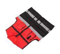 TOPINCN Chaleco Reflectante Chaleco de Trabajo de Seguridad de Alta Visibilidad para Construcción de Nocturna, Tejido de Punto Rojo y Negro