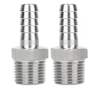 TOPINCN Conector de Tubo de Rosca Macho BSPT de 1/2 Pulgada de Acero Inoxidable, Junta de Acoplamiento Rápido Eficiente para Sistemas de Aire Comprimido, 2 Piezas (BSPT1/2"-10 mm)