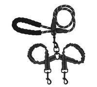 TOPINCN Correa Doble para, Cuerda Elástica Ajustable Resistente, Correa Múltiple Dividida Retráctil para Caminar, Cuerda Elástica Reflectante Que Absorbe los Golpes (Black)