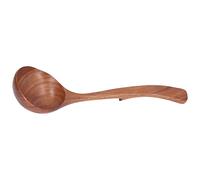 TOPINCN Cuchara para Gachas de Madera de, Cucharón de Madera, Utensilio de Cocina con Largo Cómodo para Servir Sopa (Cuchara mediana con gancho curvo)