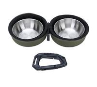 TOPINCN Cuenco Alimentador de Viaje para Mascotas, Cuencos para Perros de Acero Inoxidable con Bolsa de Almacenamiento EVA, Portátil Plegable para Acampar Al Aire Libre y Senderismo (DE Verde)