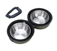 TOPINCN Cuenco Portátil para Perros, Cuenco Plegable de Viaje para Perros, Alimentador de Mascotas de Acero Inoxidable con Bolsa de Almacenamiento EVA para Acampar, Senderismo, (DE Verde)