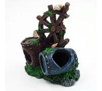TOPINCN Decoración de Acuario de Barril de Vino Hueco de Resina, Adorno de Barril de Madera Roto Realista con Revestimiento Vintage Natural, Cueva Escondite para Camarones Cíclidos para (de