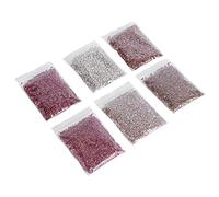 TOPINCN Decoración de Relleno de Vidrio Triturado con Chips de Vidrio Irregulares, Brillo de Relleno de Molde Brillante para Trabajos de Arte y Borde Epoxi, 6 Bolsas en Dorado Champán, Naranja, Rojo