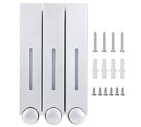 TOPINCN Dispensador de Jabón Líquido, Dispensador de Jabón Líquido para Ducha de Montaje en Pared, Dispensador de Champú de 3 Cabezales, Dispensador de Jabón para Platos de(6028 Tres Tazas de Plata)