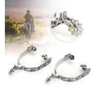 TOPINCN Espuelas de Caballo West Cowboy de Acero Inoxidable, Patrón Exquisito, Mejoran la Sensibilidad de Las Piernas, Adecuadas para Entrenamiento de Caballos, 2 Piezas