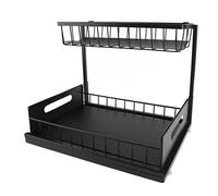 TOPINCN Estante de Almacenamiento Deslizable Debajo del Fregadero, Estante Deslizable de 2 Niveles en Forma de L para Organizadores y Almacenamiento Debajo del Fregadero de la Cocina,