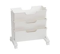 TOPINCN Estantería Móvil de 3 Niveles, Estantería Rodante, Estante para Almacenamiento de Libros, Carrito Organizador de Carpetas de Archivos Móviles de Plástico con Ruedas para