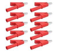 TOPINCN Fácil de Usar 10 PCS Crocodile Cramp/TOPTER Prueba CLAMP 10 Mm Abra 10a con una Base de 4 Mm para Conexiones Rápidas (Rojo)