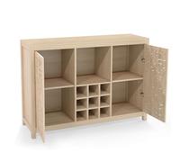 TOPINCN Gabinete para Barra de Vinos, Gabinete de Almacenamiento de Buffet de Tablero de Partículas MDF con Soporte de Vidrio para Estante de Vino Móvil de 9 Ranuras, para Sala de Estar, (Color