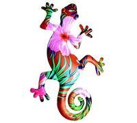 TOPINCN Gecko de Metal para Decoración de Pared, Colorido Lagarto, Escultura de Pared, Decoración Colgante, Escultura de Arte, Manualidades para Interiores y Exteriores, Hogar, (Color 3)