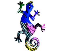 TOPINCN Gecko de Metal para Decoración de Pared, Colorido Lagarto, Escultura de Pared, Decoración Colgante, Escultura de Arte, Manualidades para Interiores y Exteriores, Hogar, (Color 6)