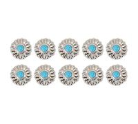 TOPINCN Hebilla Decorativa para Cartera, Adorno para Bolso, Dije para Bolso, Margarita Plateada, Azul, Turquesa, Flor, Hebilla Artesanal con Tornillos PH de 4,5 Mm para de Cuero,