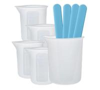 TOPINCN Herramienta de Mezcla de Pegamento Juego de Vasos Medidores Eficientes para Manualidades de Resina, Herramientas de Molde, 24 Piezas de Reposa Dedos, Vasos de Silicona de 250 Ml, 100 Ml, 15