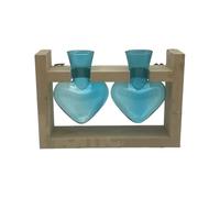 TOPINCN Jarrón de Cristal en Forma de Corazón, Estación de Propagación de Plantas, Macetero Hidropónico, Terrario de Cristal con Soporte de Madera para el Hogar, Jardín, Oficina,