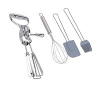 TOPINCN Juego de Batidora de Huevo de Huevo Giratorio con Cabezas Duales Acero Inoxidable Batidor Ergonómico Pincel de Silicona Espátula para Cocinar para Cocinar para Cocinar