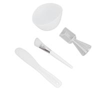 TOPINCN Juego de Cuencos para Mascarilla Facial DIY, Cuchara Medidora, Espátula, Cepillo de Silicona, Aplicador para el Cuidado de la Piel, Color Blanco, 4 Uds.