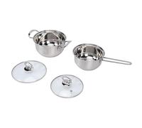 TOPINCN Juego de Ollas de Acero Inoxidable de 2 Piezas con Tapa de Cristal para Cocinar Leche y Sopa, Aptas para Inducción, Aptas para Lavavajillas y Horno