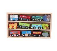 TOPINCN Juego de Trenes de Madera, Trenes de Juguete de Madera Duraderos Hechos a Mano, Compatibles con Las Principales Marcas de Vías, con Caja Expositora para Niños y Niñas de 2 Años