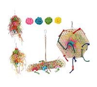 TOPINCN Juguetes con Pájaros con Swing, Juguete de Alimentación de Pájaros Masticable para Loros Medianos, Alivia el Miedo con Hilos de Papel Coloridos y Campanas, Ideal para Cockate, Tortolitos y