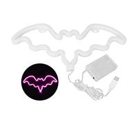 TOPINCN Luz de Murciélago Rosa Neón Señal Luminosa USB o Pilas Decoración