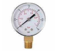 TOPINCN Manómetro de 50 Mm, Manómetro Compacto y Duradero Lleno de Glicerina para Medir la Presión del Agua en Entornos Industriales, Rosca NPT de 1/4" (1)