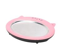 TOPINCN Máquina para Hacer Helados Enrollados Acero Inoxidable 304 Diseño de Gato Placa Fría Placa para Congelar Helado Bandeja con Rodillo para Helado para Yogur Casero con 2 (PINK)