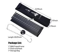 TOPINCN Marco de Trípode para Barbacoa, Soporte de Cocina Portátil de Altura Ajustable para Acampar, Picnics, Aleación de Aluminio Duradera para Fuego Abierto, Viajes y Senderismo (BLACK)