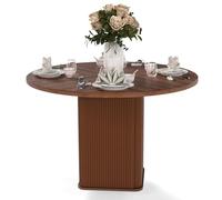 TOPINCN Mesa de Comedor Redonda de 3.9 Pies, Mesa de Cocina Cena de Mesa Círculo Cena Mesa MDF MDF Redondo con Estante de Almacenamiento y Puerta de Tobogán de Madera para el Hogar (Color Nuez)