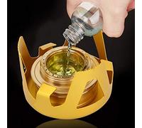 TOPINCN Mini Estufa de Quemador de Alcohol Portátil para el Campamento de Senderismo Al Aire Libre, Plegable, Soporte de Luz, Material de Aleación de Cobre (GOLD)