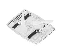 TOPINCN Modelo de Bandeja de Cena Dividida, Plato Plateado de Resina de Tamaño Mini con Cuchara y Tenedor para Casa de Muñecas 1/12 1/6, Cocina, Restaurante, Bar, Micro Paisaje